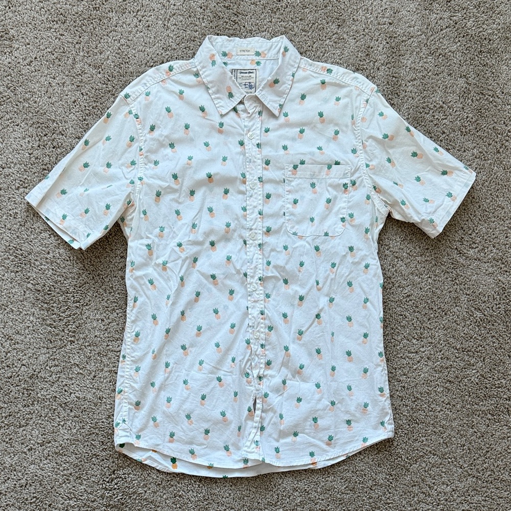 Alexander Julian White Shirt with Green Pineapple Print